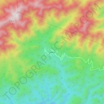 Mappa topografica Gensi, altitudine, rilievo