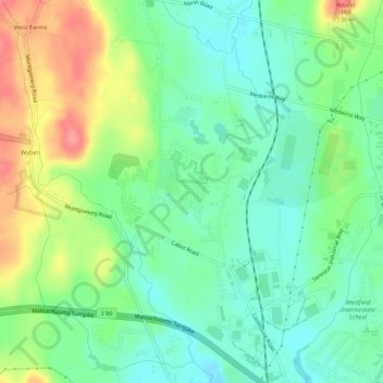 Mappa topografica Hampton Village, altitudine, rilievo