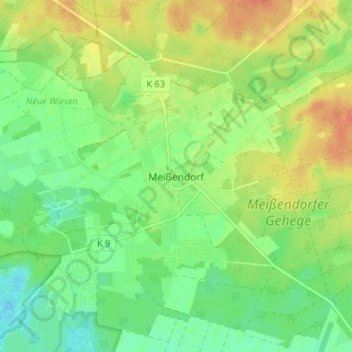 Mappa topografica Meißendorf, altitudine, rilievo
