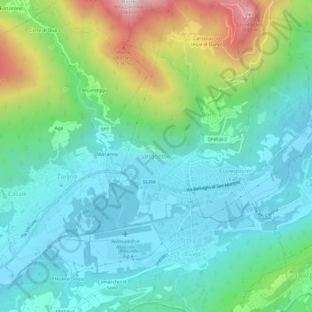 Mappa topografica Vergobbio, altitudine, rilievo