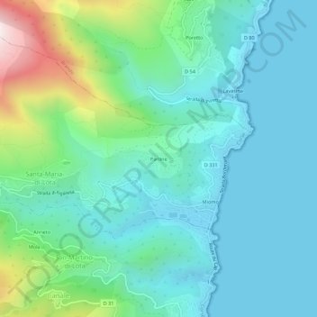 Mappa topografica Partine, altitudine, rilievo