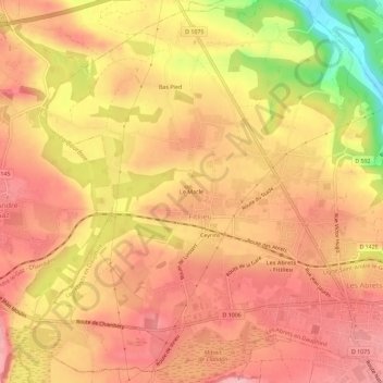 Mappa topografica Le Macle, altitudine, rilievo