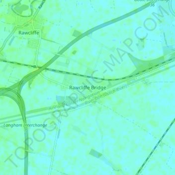 Mappa topografica Rawcliffe Bridge, altitudine, rilievo
