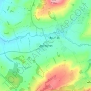 Mappa topografica Cherington, altitudine, rilievo