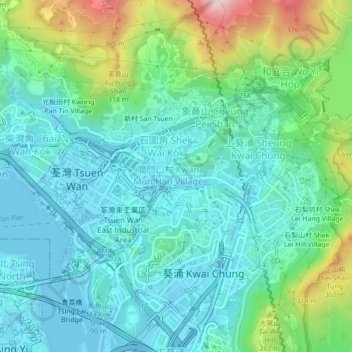 Mappa topografica 楊屋村, altitudine, rilievo