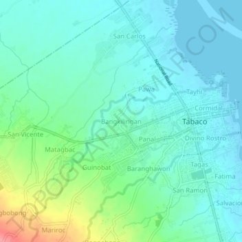 Mappa topografica Bangkilingan, altitudine, rilievo