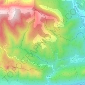 Mappa topografica Cambo, altitudine, rilievo