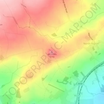 Mappa topografica Almscliffe Crag, altitudine, rilievo