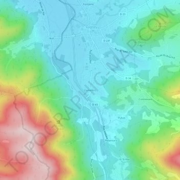 Mappa topografica Zainvillers, altitudine, rilievo