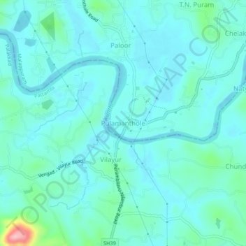 Mappa topografica Pulamanthole, altitudine, rilievo