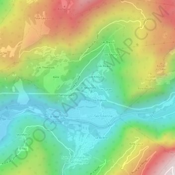 Mappa topografica Les Mouniers, altitudine, rilievo