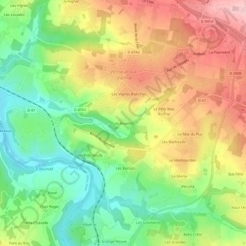 Mappa topografica Les Rivailles, altitudine, rilievo