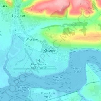 Mappa topografica Chivenor, altitudine, rilievo