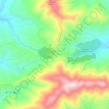 Mappa topografica Montevecchio, altitudine, rilievo