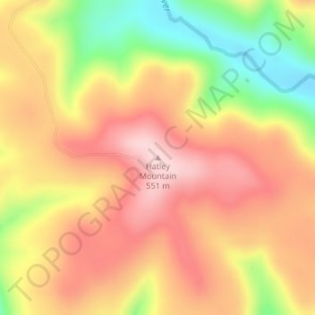 Mappa topografica Hatley Mountain, altitudine, rilievo