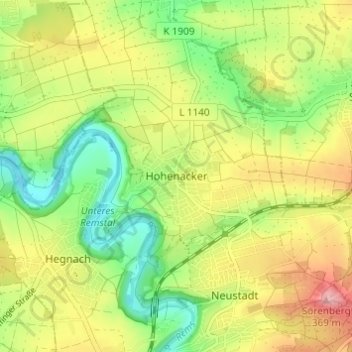 Mappa topografica Hohenacker, altitudine, rilievo