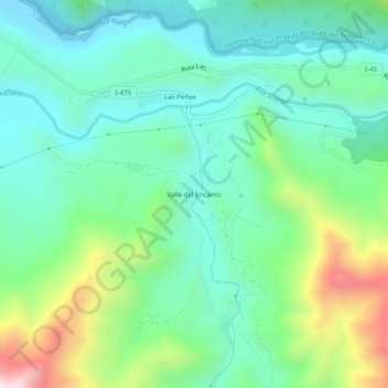 Mappa topografica Valle del Encanto, altitudine, rilievo