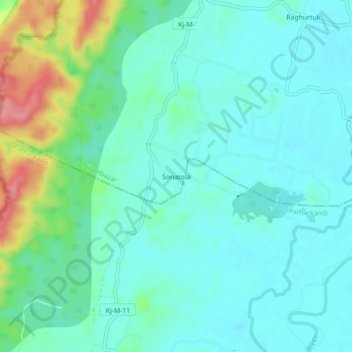 Mappa topografica Sonatola, altitudine, rilievo