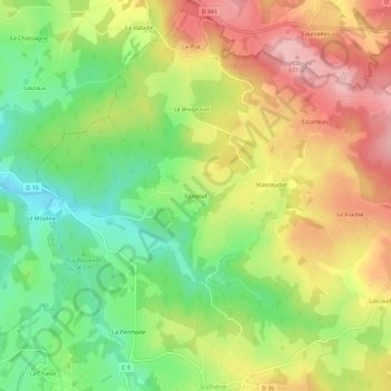 Mappa topografica Epagnat, altitudine, rilievo