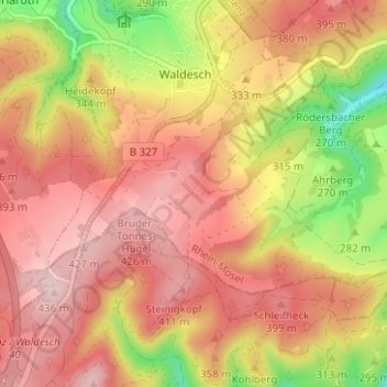 Mappa topografica Hünenfeld, altitudine, rilievo
