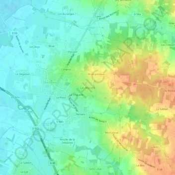 Mappa topografica Les Massets, altitudine, rilievo