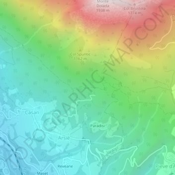 Mappa topografica Marcolin, altitudine, rilievo