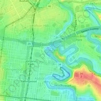 Mappa topografica Dights Falls, altitudine, rilievo