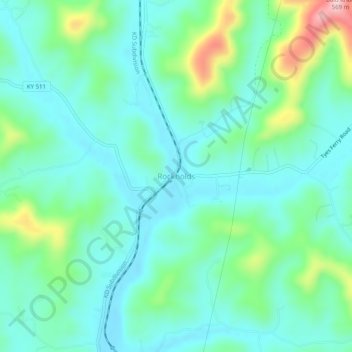 Mappa topografica Rockholds, altitudine, rilievo