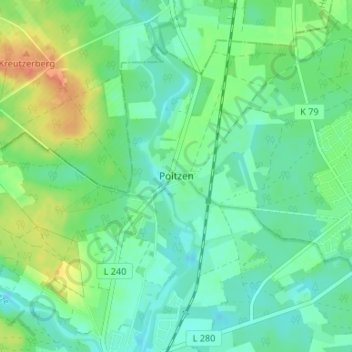 Mappa topografica Poitzen, altitudine, rilievo