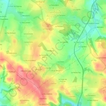 Mappa topografica La Perce-Pierre, altitudine, rilievo