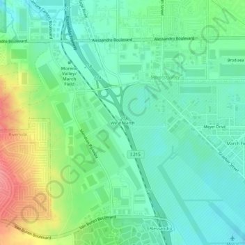 Mappa topografica West March, altitudine, rilievo