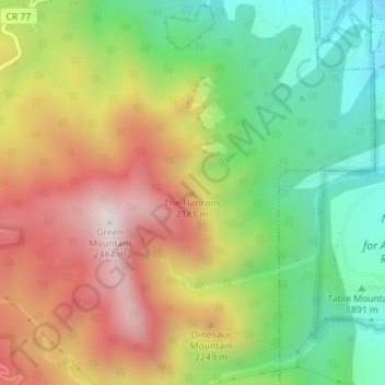 Mappa topografica The Flatirons, altitudine, rilievo