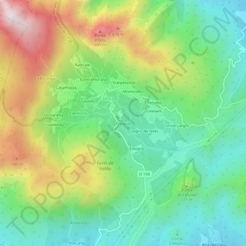 Mappa topografica Erbajolo, altitudine, rilievo