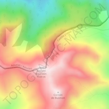 Mappa topografica Lagunas de Fasgueo, altitudine, rilievo
