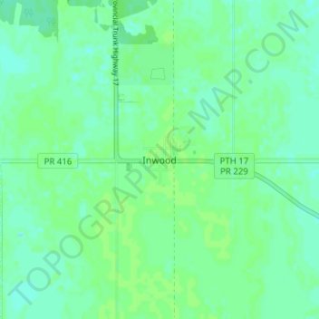 Mappa topografica Inwood, altitudine, rilievo