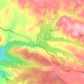 Mappa topografica Sejas de Aliste, altitudine, rilievo