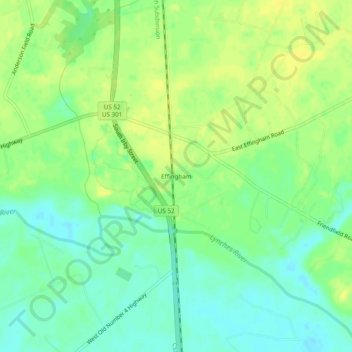 Mappa topografica Effingham, altitudine, rilievo