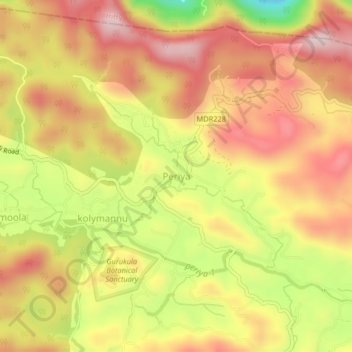 Mappa topografica Periya, altitudine, rilievo