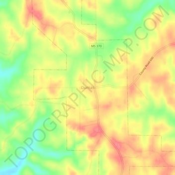 Mappa topografica Dumas, altitudine, rilievo