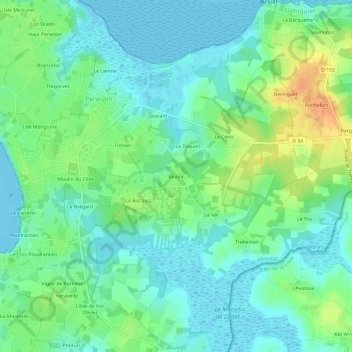 Mappa topografica Bilaire, altitudine, rilievo