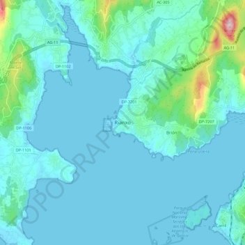 Mappa topografica Rianxo, altitudine, rilievo