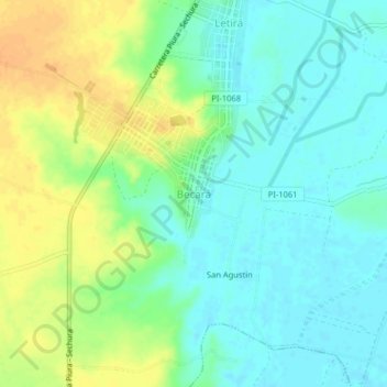 Mappa topografica Becará, altitudine, rilievo