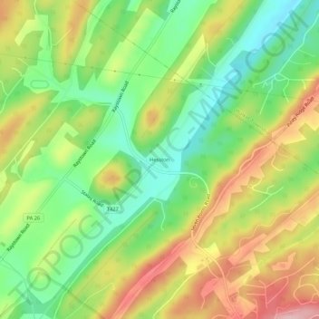 Mappa topografica Hesston, altitudine, rilievo