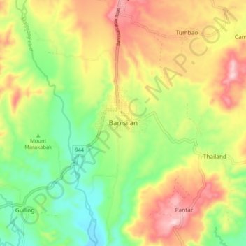 Mappa topografica Banisilan, altitudine, rilievo