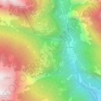 Mappa topografica Olmo, altitudine, rilievo