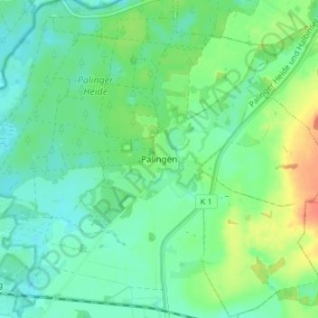 Mappa topografica Palingen, altitudine, rilievo