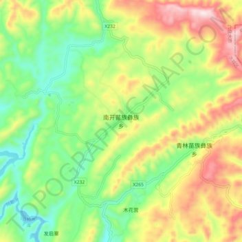 Mappa topografica 南开苗族彝族乡, altitudine, rilievo