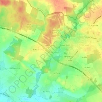 Mappa topografica La Coullardais, altitudine, rilievo