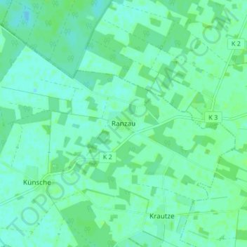 Mappa topografica Ranzau, altitudine, rilievo