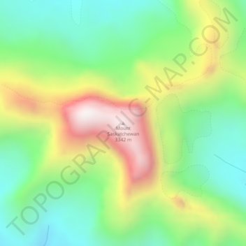 Mappa topografica Mount Saskatchewan, altitudine, rilievo